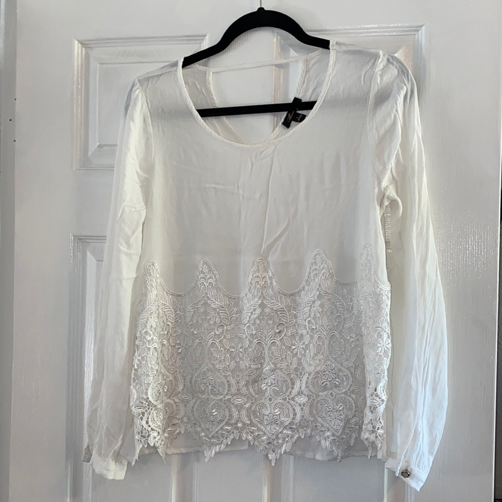 White Blouse with Lace Pattern